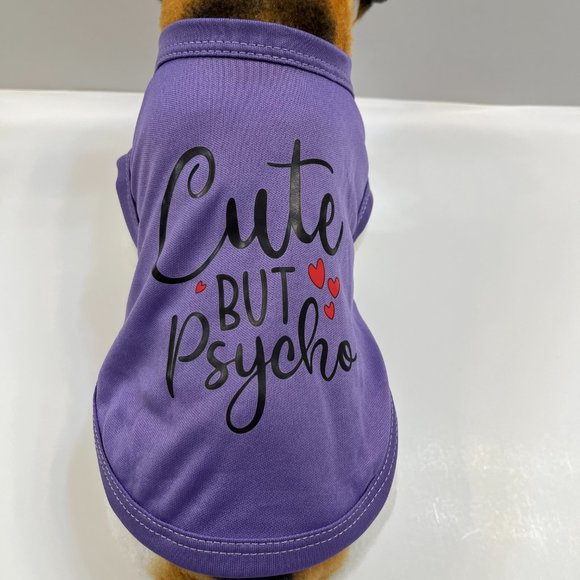 “Cute But Psycho" Pet T-shirt - Purple - NWT - Various Sizes - Picture 2 of 8